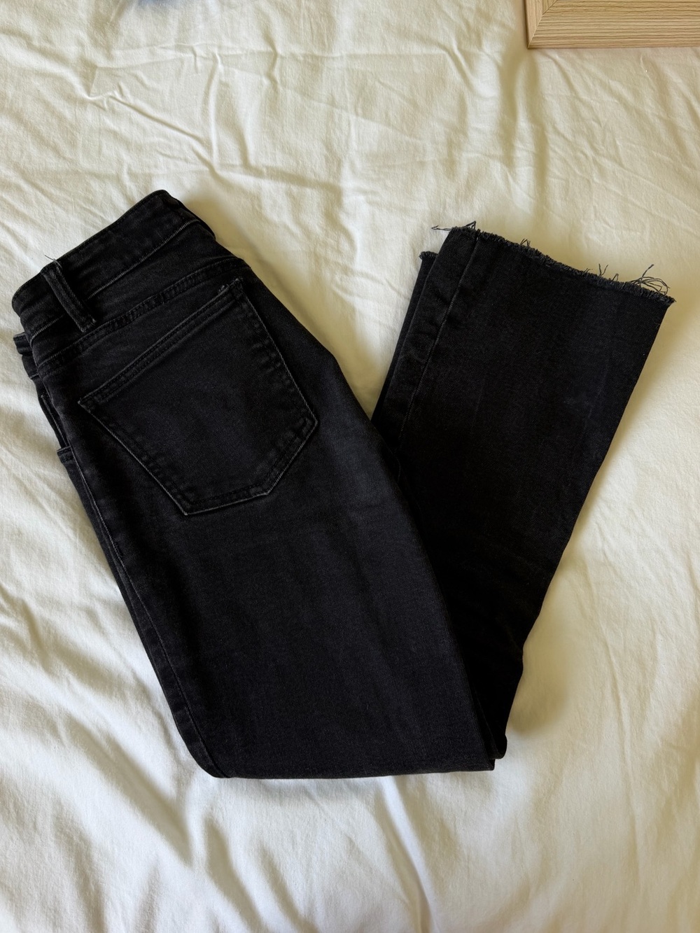 Zara Black Mini Flare Cropped Jeans